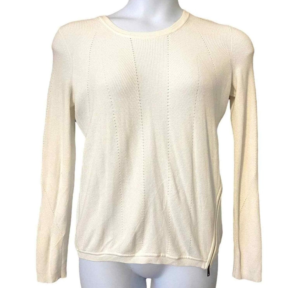 VINCE White zippered side sweater crew neck EUC - women's small